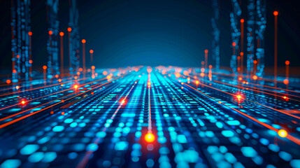 Digital technology and science abstract, binary coding and data processing in a futuristic concept