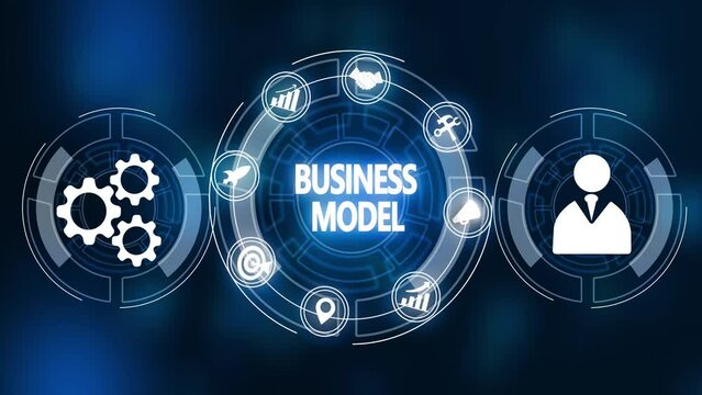 Business model concept animation. Business, Technology, Internet and network concept.