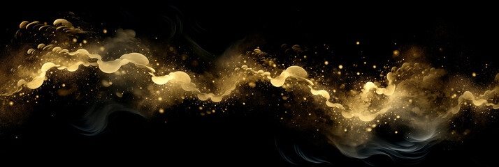 Fractal Wave - Golden Wave Motion Energy on Purple Background