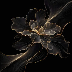 Piękny abstrakcyjny czarny kwiat, dekor, tapeta generative ai - obrazy, fototapety, plakaty