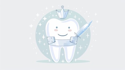 Cute cartoon character of fully armed tooth.