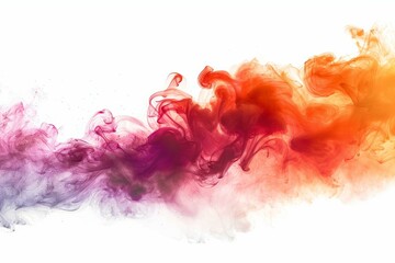 Colorful smoke plumes in a dynamic blend of purple, red, and orange hues against a white background