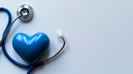 3D heart model with stethoscope for medical theme - obrazy, fototapety, plakaty