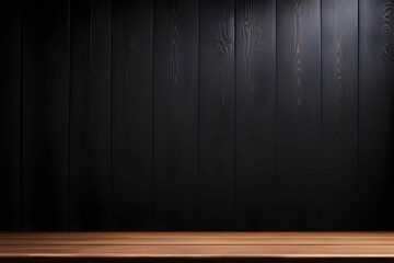 Empty wooden table on dark background