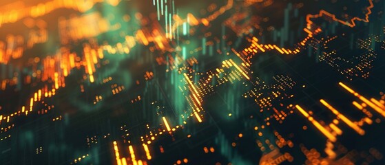 A Graph lines of gold and forex with digital world overlay high angle