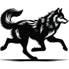 Obraz premium silhouette of wolf running vector