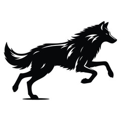 silhouette of wolf running vector