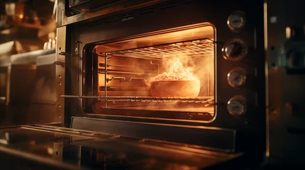 Keuken spatwand met foto Culinary Magic: Rustic Pie Baking in an Open Oven Generative AI © kinomaster