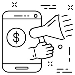 mobile marketing icon, simple vector design