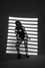 beldade sexy foto sensual com luz e sombras da janela 