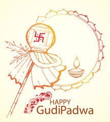 Happy Gudi Padwa traditional maharastra new year day background vector.