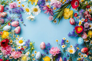 easter eggs with flowers