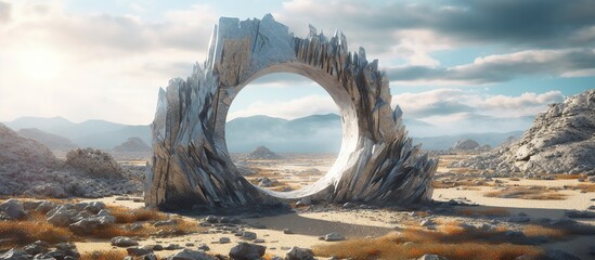 Alien Planet - 3D Rendered Computer Artwork. Rocks and sky