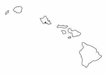 Hawaii map outline - obrazy, fototapety, plakaty