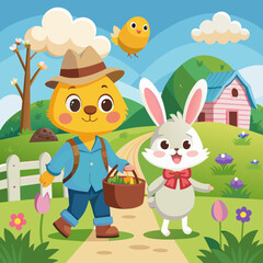 Obraz na płótnie Canvas Easter Bunny With Eggs