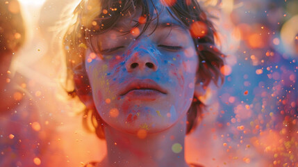 People on a color powder festival