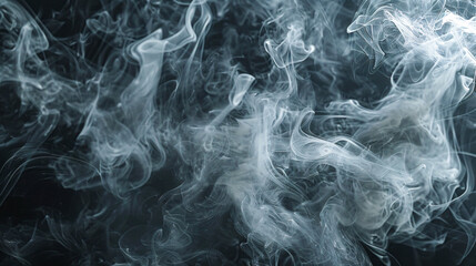 Elegant smoke swirls on a dark background, abstract design concept with fluid motion