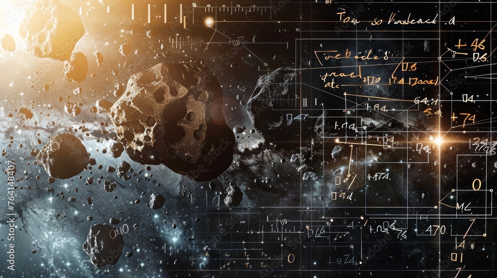 Poster a detailed map floats in the vastness of space amongst a backdrop of shining stars. the map appears 