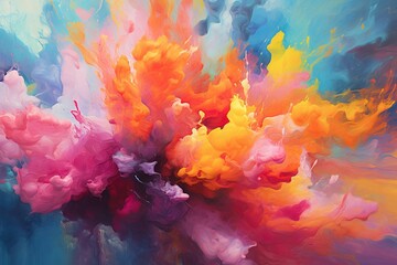Fototapeta na wymiar Vibrant Oil Painting a Splash of Colors