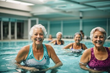 Fototapeta premium ancient women in swimming class