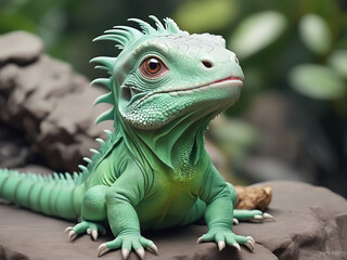 Naklejka premium cute iguana - generated by ai