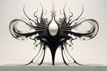 Expressive ink sculptures abstract symmetry - obrazy, fototapety, plakaty
