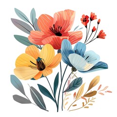 Bohemian Cartoon Flower: Premium Graphic Design on a White Background, Stylishly Simple