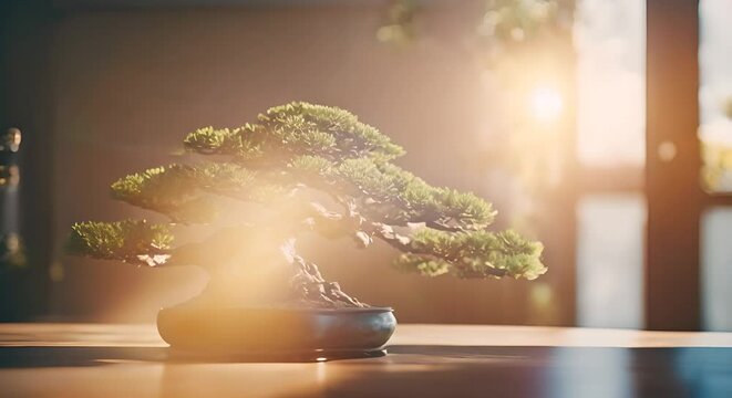 Bonsai in a garden.