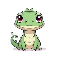 Fototapeta premium cute iguana kawaii style - generated by ai