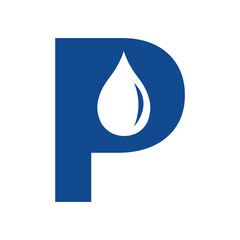 Water Logo combine with letter P vector template