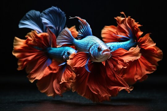 colorful beautiful fishes swimming