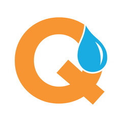Initial Water Logo combine with letter Q vector template