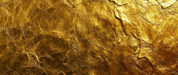 Gold, matte shiny surface background, stone, gold leaf, crumpled textured. 