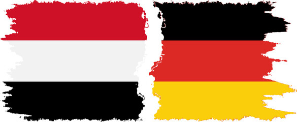 Germany and Yemen grunge flags connection vector
