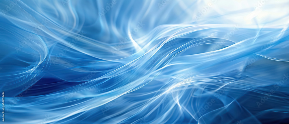Poster Ethereal blue streams of intertwined light symbolizing connection and technology