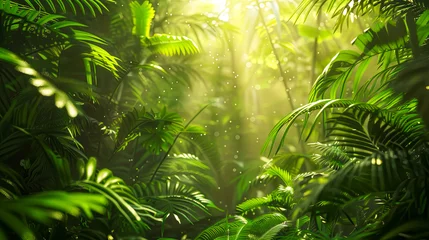 Foto auf Alu-Dibond Eine grüne Landschaft mit Pflanzen und Bergen  © shokokoart