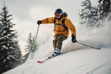 Fototapeta na wymiar downhill skiing snowboarding