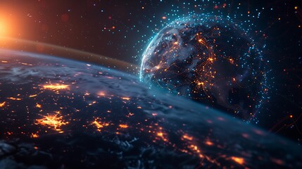 Earth's Digital Aura: Vibrant Lines of Global Communication
