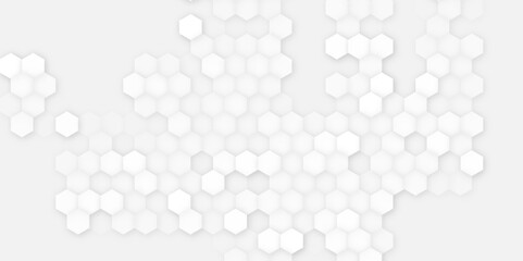 Abstract white hexagon pattern design. Abstract background from hexagons 3d illustration surface of hexagonal tiles. Vector 