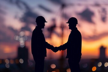 Two men shaking hands during job well done.