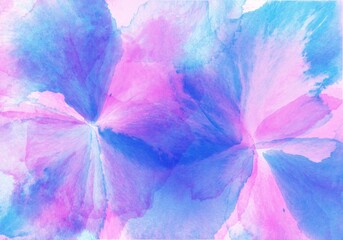 Modern abstract watercolor art in blue pink colors 