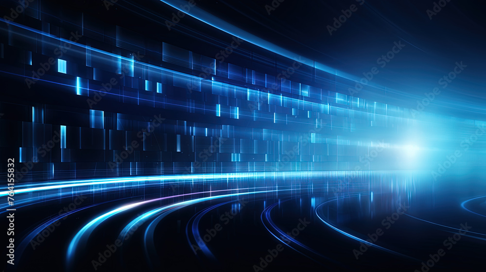 Poster vibrant abstract background with glowing neon lines and futuristic design.