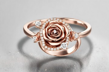 wedding ring for girl make by gold with diamond and rose
