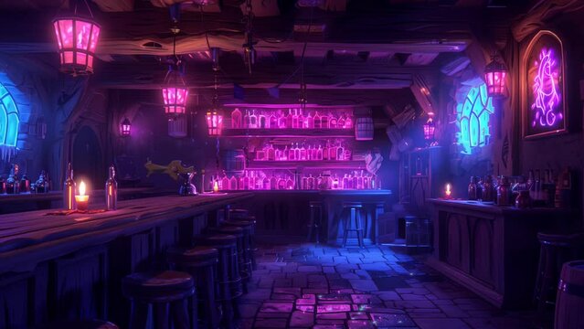 Classic cozy tavern with simple lighting. seamless looping 4k time-lapse video background