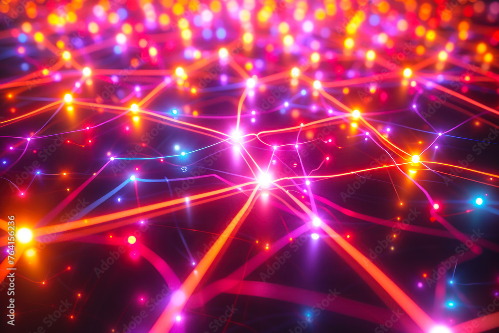 Poster abstract network of interconnected lights.