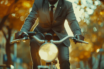 Businessman Cycling in Evening Light