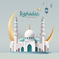 Ramadan Kareem background template design illustration, Ramadan Eid Mubarak Vector Design Template - obrazy, fototapety, plakaty