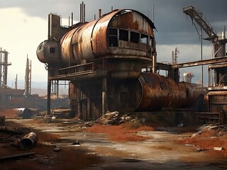 A rusted, weathered metal texture creates a gritty and raw atmosphere, perfect for a post-apocalyptic wasteland filled with scavengers and ruins.

