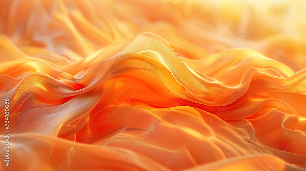 Poster Warm orange hues flow in soft, fluid motion, creating an organic and captivating abstract texture