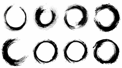 set of circular zen brush for graphic design
